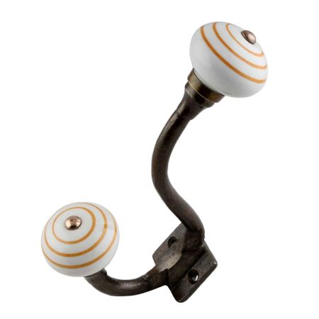 Mustard Stripe Ceramic Antique Iron Hook